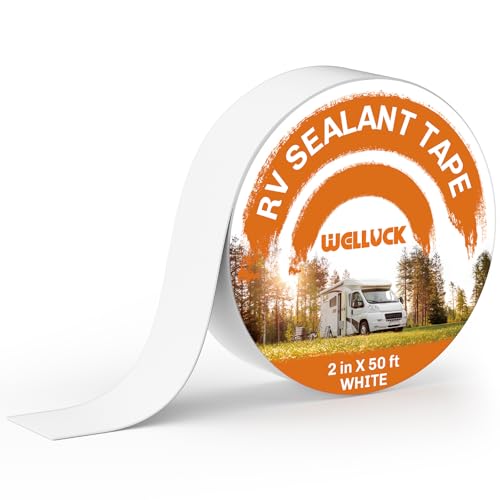 WELLUCK RV Roof Tape Sealant Roofing Tape, 2 Inch X 50 Foot Natural White RV Tape for Roof Repair Camper Trailer Boat Sealing Leak Repair, UV & Waterproof - style: 2inch x 50ft