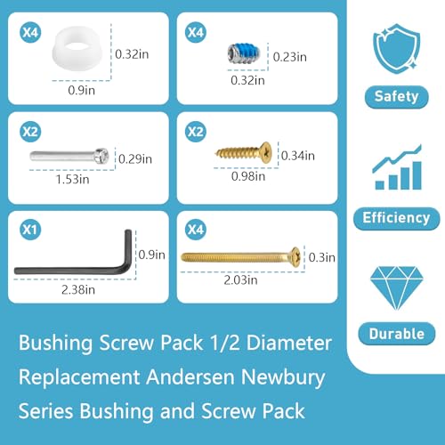Bushing Screw Pack 1/2 Diameter Replacement Andersen Newbury Patio Door