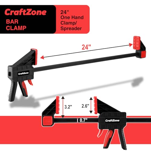 Bar Clamps Wood Clamps for Woodworking 24" One Hand Clamp/Spreader - 2-pack Quick Clamps E-Z Hold Bar Clamps Set F Clamp with 300 lbs Load Limit Medium Duty