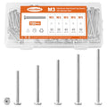 M3 x 30mm 35mm 40mm 45mm 50mm Flat Round Head Hex Socket Cap Screws Bolts, Furniture Screws, 304 Stainless Steel, Metric Fully Threaded, Allen Hex Drive, Bright Finish, Assortment Kit 100PCS - size: M3 x 30/35/40/45/50mm (100PCS)