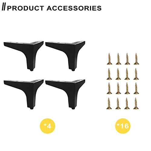 AODIOU Furniture Legs Metal Feet: Cabinet Legs 4 Inch Triangle Feet Replacement Dresser Legs Set of 4 - color: Black, size: 4'' / 10cm(4PCS)