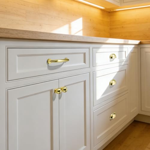 AVICCI 10 Pack Cabinet Pulls 4"/102mm Brushed Gold Heavy Duty Solid Cabinet Handles cabinets Dressers Kitchens Handles Bathroom cabinets Cabinet pulls - color: Brushed Gold, size: 4"(102mm)Hole Center-10Pcs