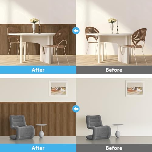 Art3d Beadboard Wainscoting Wall Panel Kit for Wall, 37.8 x 9.84 Inch, Teak | 12-Piece Panels + 4 Edge Trims, 31 Sq.Ft. Coverage, Lightweight, Water-Resistant, Easy to Trim, for Living Room, Bedroom - color: Teak