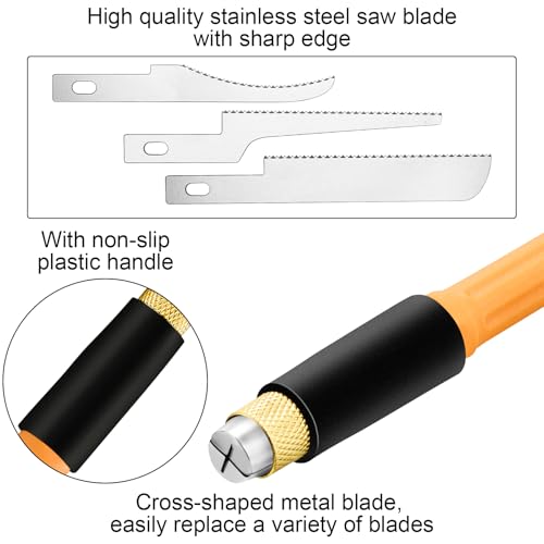 Honoson Mini Hobby Saw with 9 Razor Blades for Miniatures,Yellow,Style 1 - color: Yellow, style: Style 1