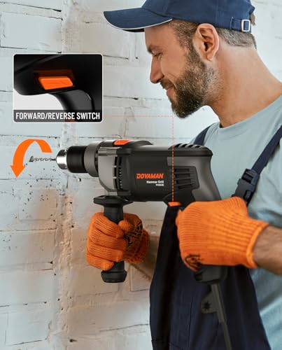 DOVAMAN 7.5A Corded Hammer Drill, 1/2'' Impact Drill