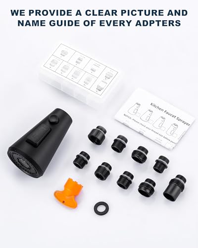 ALEASHA Pull Down Kitchen Faucet Head Replacement,3-Function Sink Spray Nozzle with 9 Adapters,Compatible with Moen,American Standard,Delta,Kohler Faucets,Matte Black - color: Matte Black