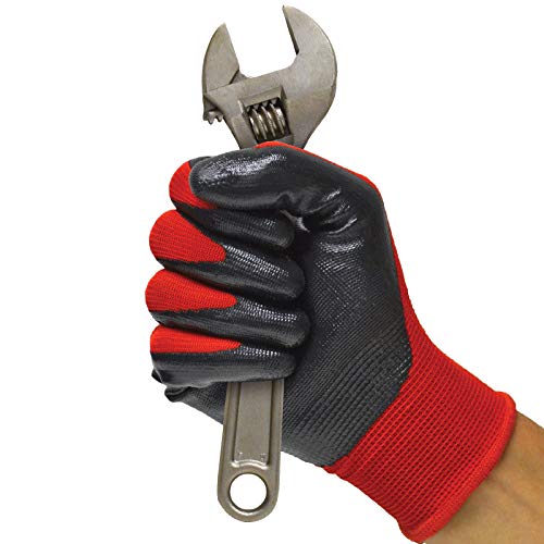 Grease Monkey General Purpose Nitrile Coated Work Gloves with Adjustable Wristband - size: Large (Pack of 24)