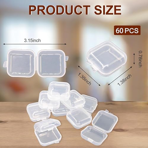 60PCS Mini Clear Plastic Jewelry Box, Earring Storage Box - color: 60Pcs