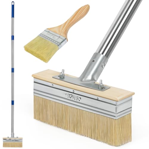 MAVRIZ Deck Stain Brush with 59" Long Handle, Heavy Duty Large Deck Stain Applicator with 3" Small Paint Brush Set for Staining Wood, Fence, Wall, Furniture