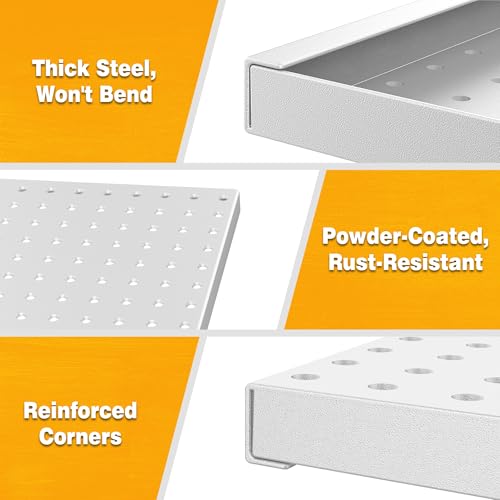 Pegboard Smith Metal Pegboard Panels 12" x 24", 4 Pack Grey Wall Mounted Tool Organizer Boards, Heavy Duty Tool Storage Peg Board for Garage, Workbench, Office, Fits 1/4" Peg Hooks - style: 4 Pack Grey Panels