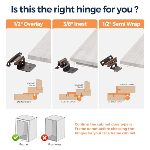 Antique Copper Cabinet Hinges, 3/8 Inch Inset, 4 Pack(2Pairs) - color: Antique Copper