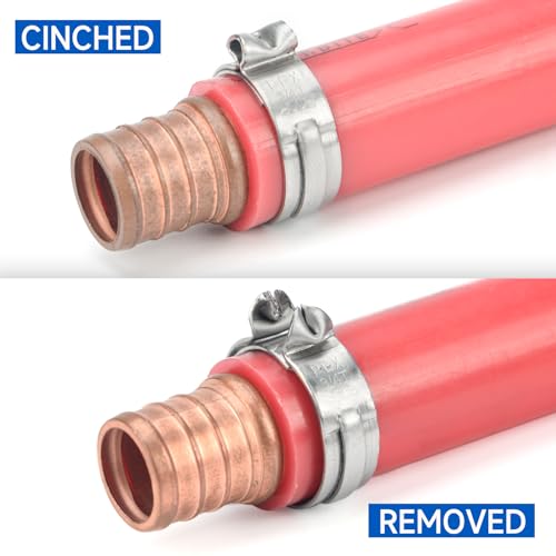 iCrimp PEX Crimping Tool Kit for 3/8-in, 1/2-in, 3/4-in, 1-in PEX Clamp Cinch & Removal, c/w 1/2''(20 Pack) and 3/4''(10 Pack) PEX Clamp Rings, PEX Tubing Cutter