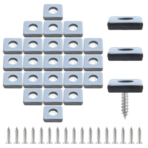 1" (25mm) Screw on Furniture Sliders, Gray/Black, 24pcs - size: 1 inch x 1 inch