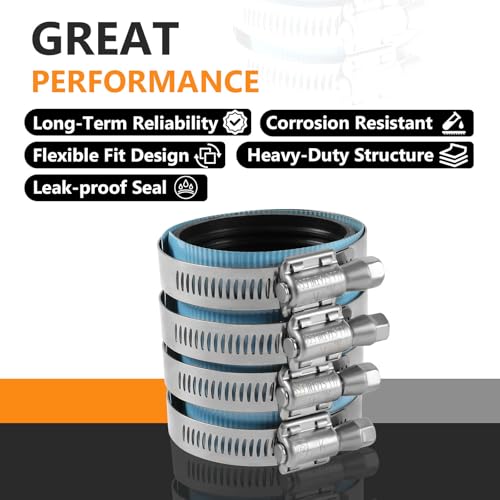 5PC HeSun 6-Inch Heavy Duty No-Hub Coupling - size: 6 Inch
