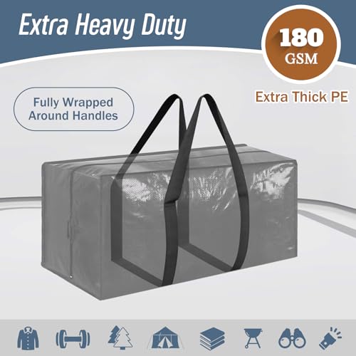 6 Pack Extra Heavy Duty Large Moving Bags with Strong Zipper, Black - color: Black, size: 6 Pack