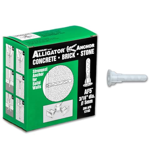 TOGGLER Alligator AF5 Wall Anchors 3/16", Screws not Included Pack of 200 - size: 200 Pack w/o Screws