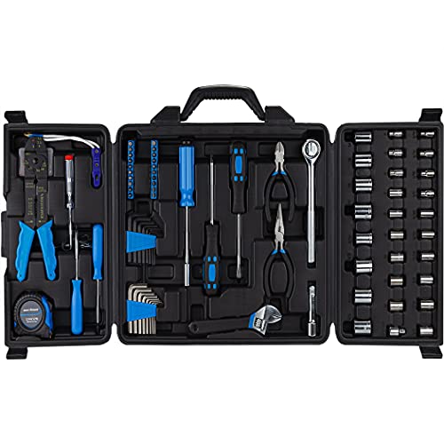 CARTMAN 122-Piece Auto Tool Set, Blue Drive Socket Wrench Kit, Storage Case | Versatile socket wrench and tool accessory set for auto checks, home repairs, DIY projects, garage work, and maintenance use. - style: 122 PC