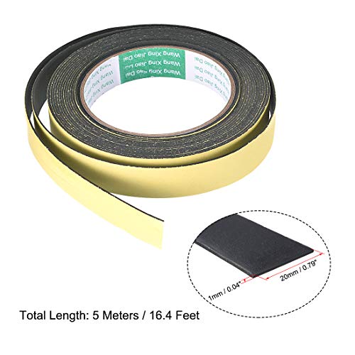 uxcell Sealing Foam Tape 20mm Wide 1mm Thick 5m/16.4ft Long, Self Adhesive Weather Strip for Window Door Insulation, Pack of 2 - size: 20mmx1mmx5m