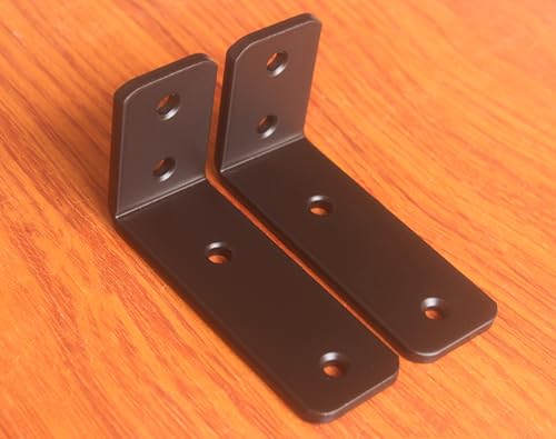 4 Pack - L 4" x H 2" x W1.5, 5mm Thick Black L Shelf Bracket, Iron Shelf Brackets, Metal Shelf Brackets, Floating Shelf, Shelf Supports with Screws - size: 4''x2'', style: Black 4 Pack