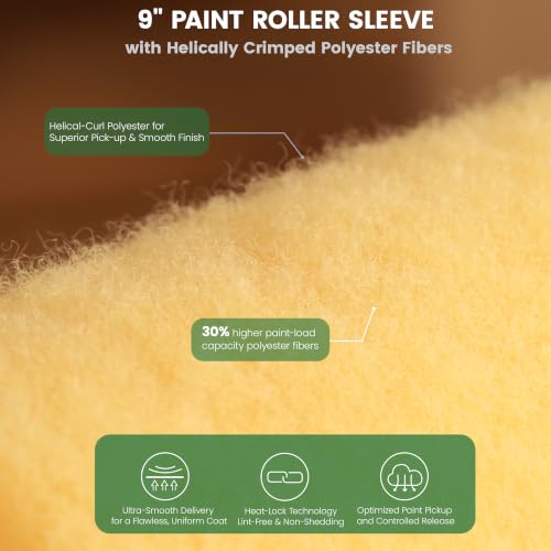 Voomey 11pcs 9 in House Paint Roller Kit with Extendable Frame for Walls