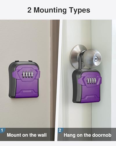 Puroma Key Lock Box for House Keys Combination Lockbox with Code, 1 Purple - color: Purple