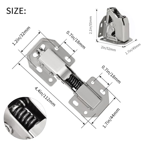 BADALU 4-Pack Hidden Hinges for Cabinet Doors Frameless, Concealed Cabinet Hinges, 90 Degree Surface Mount Hinges 4.2 in (No Cup Grooving) - style: 90 degree Surface Mount Hinges - 4 Pack