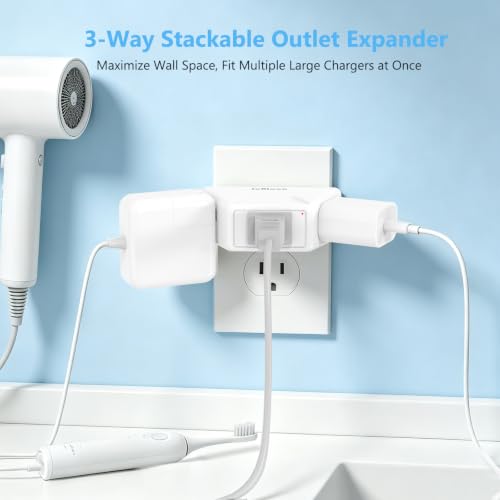JcBlaon Multi Plug Outlet Extender, 3-Side Design Wall Plug Adapter, Plug Extender, 3 Plug wall adapterCruise Ship Essentials for Bathroom Kitchen Office Travel - color: 3 Prong Plug-1 Pack