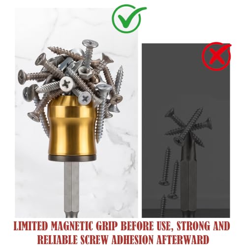 Magnetic Screw Holder, 3 Pack Bit Magnetizer Rings for 1/4 Inch Hex Bits, Removable Magnetic Drill Bit Holder for Overhead, Tight-Space and DIY Work