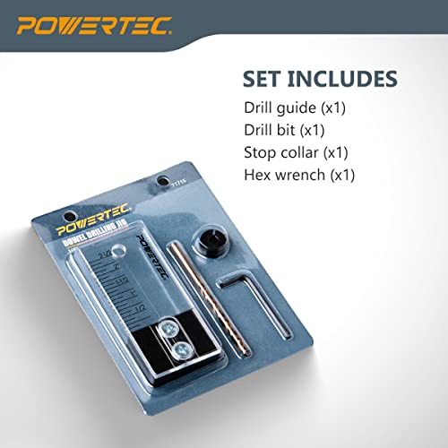 POWERTEC Dowel Jig Kit, Doweling Jig Kit 1/4", Dowel Jigs Woodworking, Laser Cut Witness Mark, with Depth Scale, Drill Guide Dowels, Cobalt M-35 Drill Bit & Split Ring Stop Collar 71715 - style: 1/4" Doweling Jig Kit w/ Bit & Collar