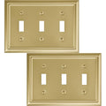 OKAWYC Triple Toggle Light Switch Cover Adler Metal Wall Plate, 2-Pack Brushed Brass 3 Gang, for Light Switch Cover Decorative Wallplate, Durable - size: 3 Toggle