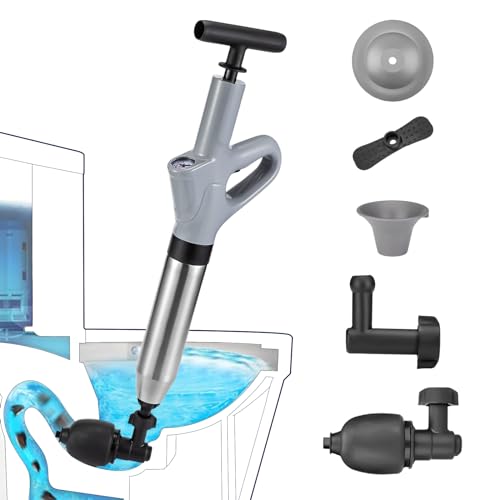 MaxxGeek Toilet Plunge Blaster, High Pressure Toilet Plunger, High-Pressure Air Drain Blaster Plunge Blaster Multi-drain Unclogger for Toilets, Bathroom Floor, Drain Sinks and Plumbing Clogs.