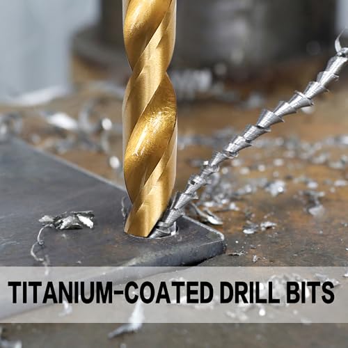 230 Pcs Drill Bit Set(1/16“-1/2”), 135° Tip Titanium Coated High Speed Steel, Twist Drill Bit Kit for Iron, Aluminum Alloy, Copper, Wood, Plastic, with Hard Storage - style: TD-230-pcs