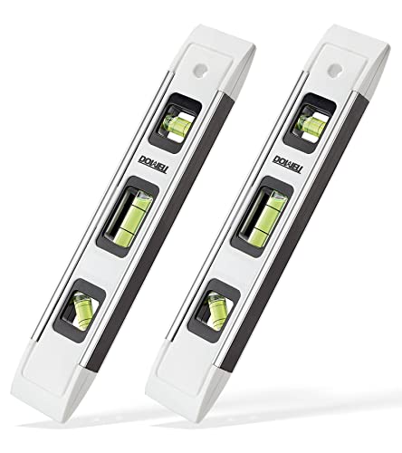 DOWELL Magnetic Torpedo Level Mini Bubble Level Box Spirit Level Alloy Frame 180/90/45 Degree 9-Inch (2, White) - color: 2pcs-white