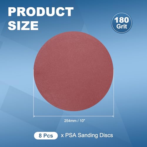 8 Pack 10 Inch PSA Sanding Discs 180 Grit Aluminum Oxide Red - size: 180 grit