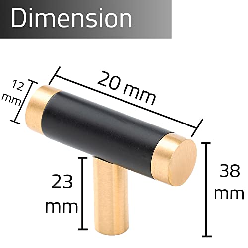 Linkaa 5 Pack 丨Kitchen Cabinet Knobs Handles Gold Drawer Pulls with Black Planting,Single Hole Drawer Knobs for Kitchen Cabinet Dresser Knobs Black (5 Pack，Knob，Solid Brass) - size: Knob