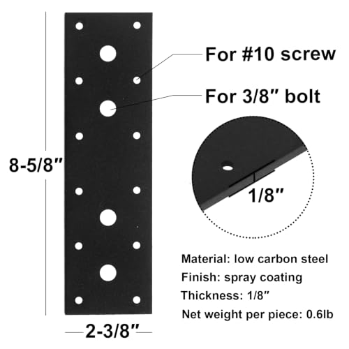 6 Pack Black Flat Tie Mending Plate Bracket for 4x4 Wood Splice