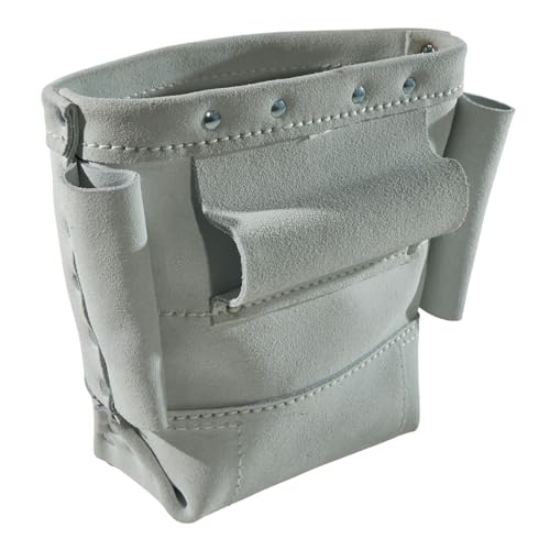 Klein Tools 5416L Tool Pouch, Leather Bull-Pin and Bolt Bag, Tunnel Loop Connection, Reinforced Bottom, 5 x 10 x 9-Inch - size: 1 Count, style: Leather