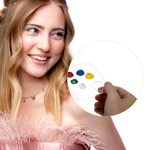 5 Pcs Acrylic Makeup Mixing Tray Paint Pallet 3.9x3.1 Inch Cosmetic Makeup Palette Mixing Palette with Thumb Hole Liquid Foundation Mixings Palettes for Cosmetic Painting Art Oil Painting Craft