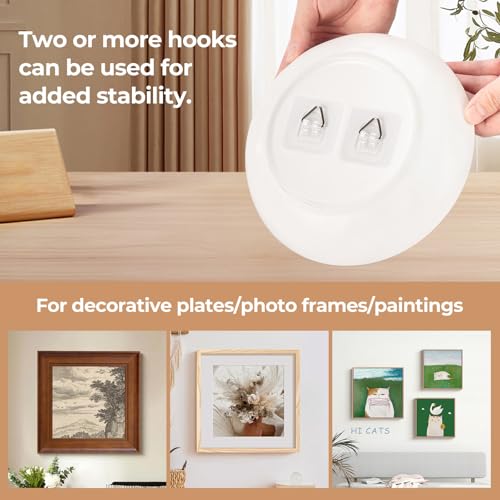 Bilillo 20 Pack Invisible Adhesive Wall Plate Hangers, 2.3 Inch Plastic Plate Holders for Decorative Plates, Photo Frames, and Wall Art Display - style: 20 Pack