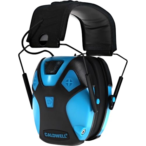 Caldwell E-Max Pro Electronic Hearing Protection Earmuffs Sound Amplification, Low Profile, for Range Shooting, Hunting - style: Youth-neon Blue