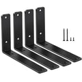 4 Pack - L 6" x H 4" x W1.5, 5mm Thick Black L Shelf Bracket, Iron Shelf Brackets, Metal Shelf Brackets, Floating Shelf, Shelf Supports with Screws - size: 6''x4'', style: Black 4 Pack