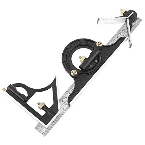 ChgImposs 12" Adjustable Sliding Combination Square Ruler & Protractor Level Measure Measuring Set, Inch/Metric