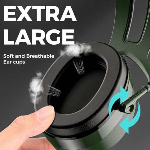 ProCase Extra Large SNR 37dB Noise Cancelling Headphones NRR 30dB Ear Muffs - color: Green