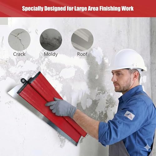 32 Inch Drywall Skimming Blade, Replaceable 0.50mm Stainless Steel Blade, Drywall Trowel for Gyprock, Drywall and Wall-Boardrd, Ergonomically Designed Grip - size: 32 inch