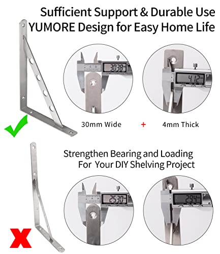 YUMORE 12 Inch Shelf Bracket, Heavy Duty L Bracket, 2 Pack - size: 12"(Soild)