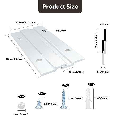 French Cleat Picture Hanger, Aluminum Z Hanger Interlocking Wall Mounting Bracket Hardware Kit Z Clips for Hanging Wall Painting, Mirrors, Panels, Artwork, Cabinet, Whiteboard (4inch-6Pairs) - size: 4 Inch-Standard