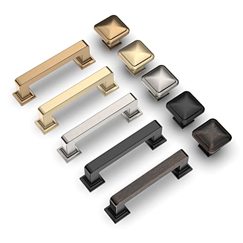 Asidrama 10 Pack 3 inch Brushed Brass Kitchen Cabinet Handles | Heavy-Duty Solid Zinc, 2 Screw Sizes, 3" Hole Center(76mm), Cupboards, Drawers, Dressers, Furniture, Hardware - color: Brushed Brass, size: 3" Hole Center(76mm)