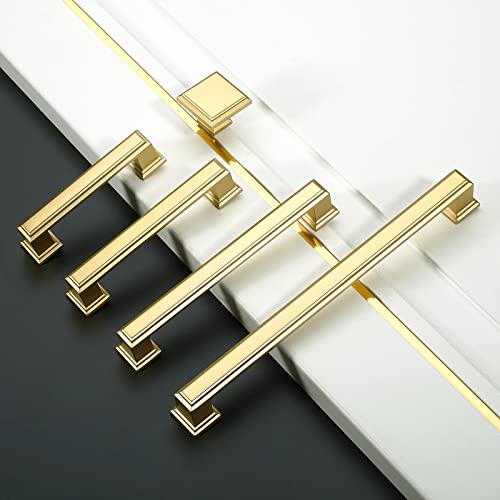Amerdeco 10 Pack Brushed Gold Cabinet Pulls 3 Inch Hole Center Drawer Pulls Cabinet Hardware Solid Kitchen Cabinet Handles for Bathroom Drawer Pulls Dresser Pulls ZH0001 | Cabient Hardware Kitchen Cabinet Handles for Bathroom Drawer Pulls Dresser Pulls ZH