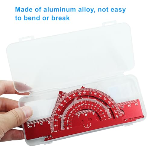 4 Pcs Triangular Ruler Set, Aluminum Alloy, Red - color: Red