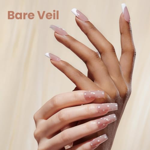 Beetles Hard Gel Clear Nude Brown, Bare Veil with Medium Square Nail Tips - color: Clear Nude Brown Bare Veil with Medium Square Nail Tips 3 x 30 g